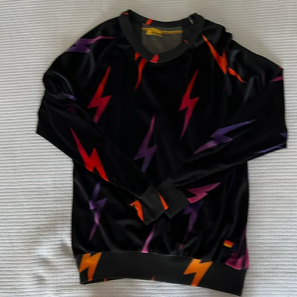 Aviator Nation velour bolt crewneck size small